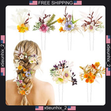 Flower Hair Clips Set for Women, Boho Bridal Hair Accessories, Multicolor