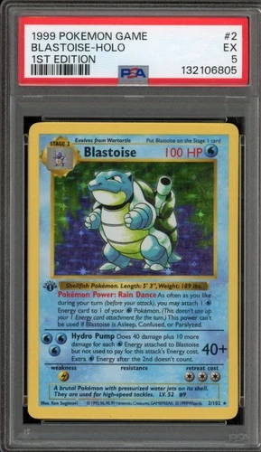 Pokemon Blastoise Base Set Shadowless 1st Edition Holo Rare #2 PSA 5