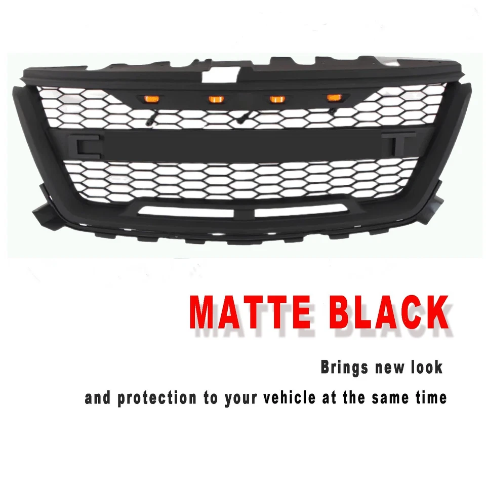 Black Front Grille for 2016-2020 Chevrolet Colorado Grill w/4 Lights and Letters - Image 2 of 4