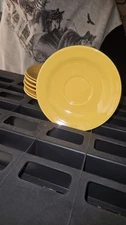 Lot Of 7 Older Vintage Homer Laughlin Fiestaware Saucer Plates Yellow Free Shipp