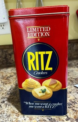 Vintage Ritz Crackers Red Limited Edition 1987 Tin Canister 16 Oz Made In USA