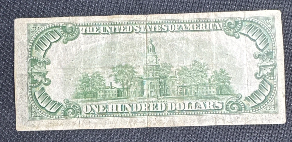 1934 $100 Federal Reserve Note Cleveland Green Seal Fine Hard to find - Image 4 of 4