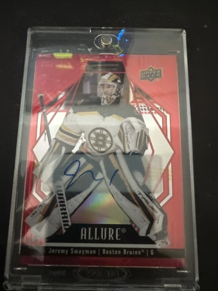 2022-23 Upper Deck Allure Red Rainbow Auto Jeremy Swayman #93 Auto - Image 3 of 4