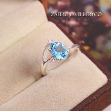 Swiss Blue Topaz Ring, 925 Sterling Silver, Silver Jewelry, Natural Blue Topaz
