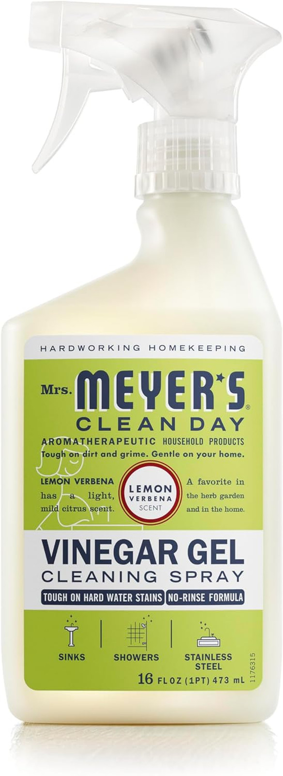 CLEAN DAY Vinegar Gel Cleaning Spray, Bathroom Use, No-Rinse Formula, Plant-Deri