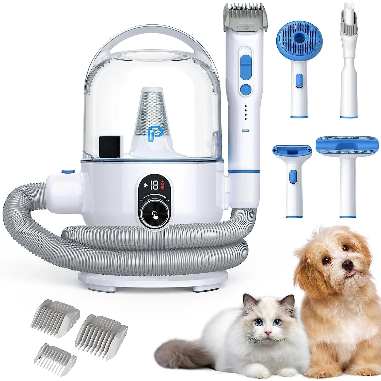 Dog Hair Vacuum & Dog Grooming Kit, 5 in-1 Pet Grooming Vacuum Suction 99% Pe...