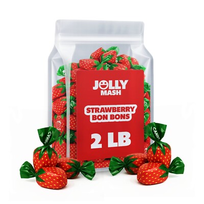Strawberry Bon Bons Filled Hard Candy | 2 LBS | Individually Wrapped