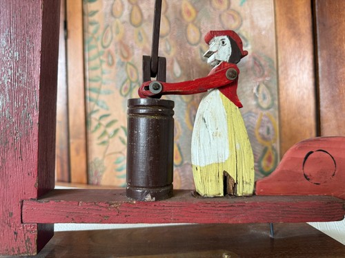 Batidora de mantequilla de madera tallada a mano arte popular rural antiguo remolino - Imagen 7 de 11