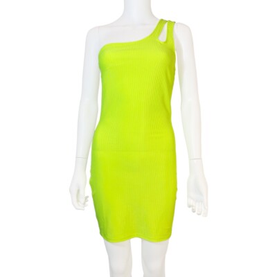 NWT Neon Yellow One-Shoulder Bodycon Mini Dress - Size Juniors S - H&M Divided