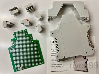 Phoenix Contact 22.5mm DIN Rail Mount Enclosure Kit w/ 2x4P screw terminals, PCB