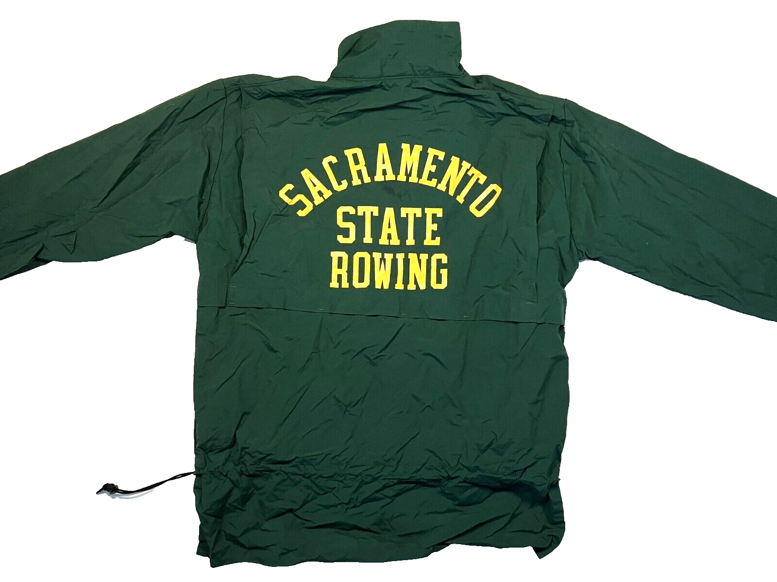 FILA SACRAMENTO STATE ROWING verde giallo COLLEGE CREW TEAM JACKET impermeabile uomo XL