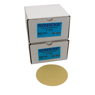 STARCKE Paper Sanding Grip Discs, 6 Inch, 600 Grit, Hook & Loop, Two - 100 packs
