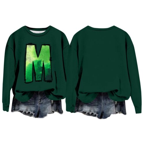 Women's Fashion Printed Long Sleeve Loose Round Neck Sweatshirt Top Fall - Picture 5 of 39
