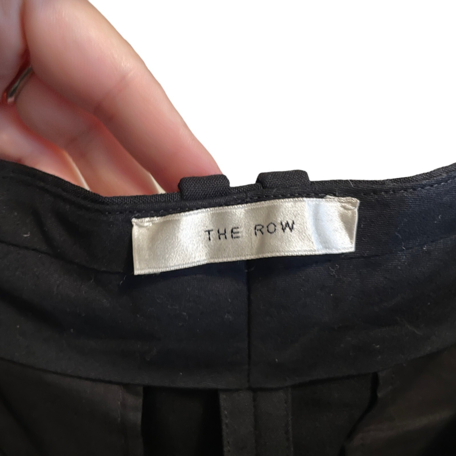 FILA The Row Marian Wool Blend Pleated Front High Rise Wide Leg Pants Black 8