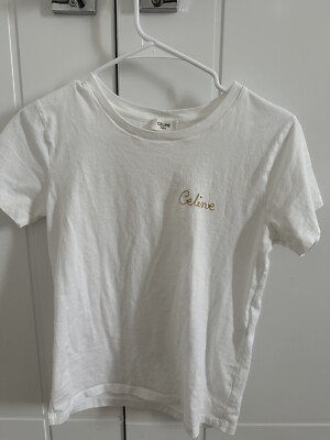 【美品】CELINE ホワイト Tシャツ CELINEセリーヌホワイトロゴ Tシャツ