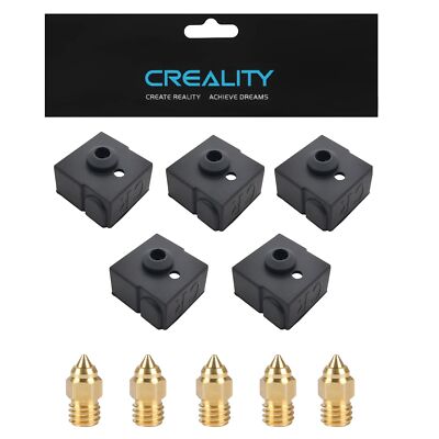 Creality 5PCS 0.4mm Nozzles and 5PCS Silicone Socks Kit 3D Printer Parts Hote...