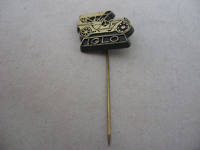 Vintage Iglo Advertising Stick Pin Lapel Pin Black & Gold Tone Antique Veteran