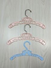 3 vintage baby children's clothing hangers pink circus blue bunnies plastic