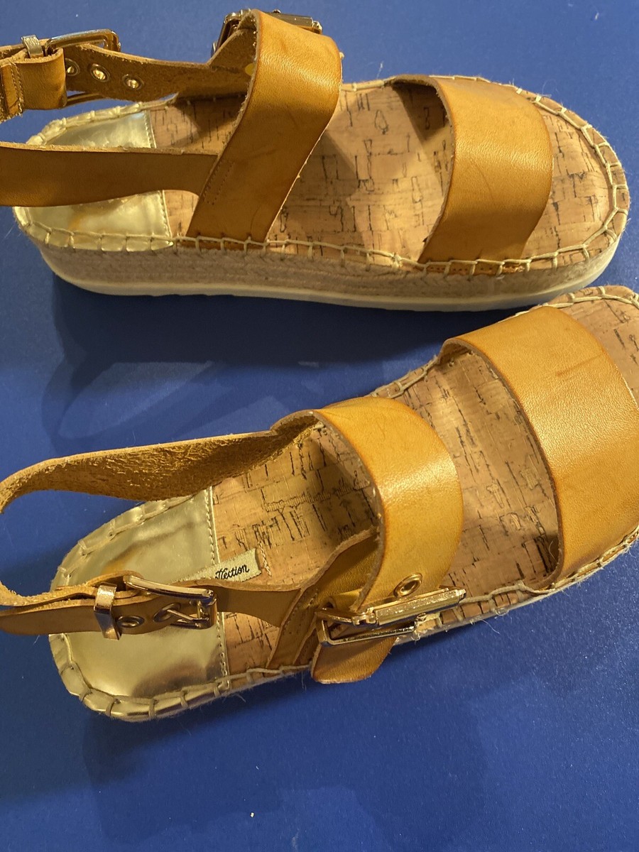 anthropologie mtng Leather 39 Sandals Espadrilles Cognac Brown $138 Retail  Briwn