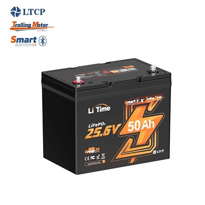 LiTime 24V 50Ah TM Bluetooth LiFePO4 Lithium Battery Low Temp For Trolling Motor