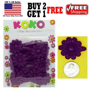 Girls Kids Purple Daisy Flower Hair Barrette Snap Clips Holder