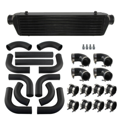 Front Mount Turbo Ladeluftkühler Bar & Platte DIY 550x140x64mm+12PCS 2.5''Rohre