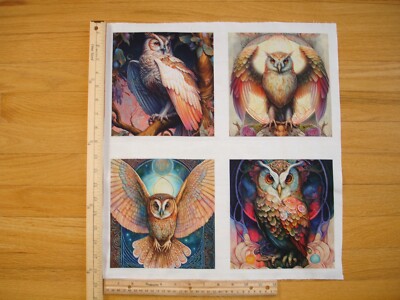 Mystic Owls Dan Morris QT (C) Cotton Quilt Fabric Panel Blocks (4) | eBay