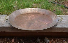 Large Vintage Solid Copper Tray with Brass Handles - Hand Hammered - 22" x 14"