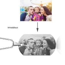 Personalize Custom Picture Photo Initial Women Men Necklace Pendant Dog Tag Gift