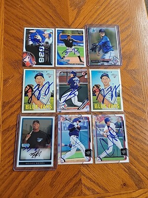 Toronto Blue Jays 9 Card Lot Signed IP Auto Rookie RC 1st Bowman Chrome Topps