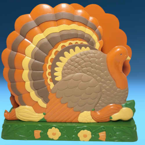 Serviette décorative en plastique vintage des années 1960 Thanksgiving Turquie / porte-lettres écuc - Photo 1/10
