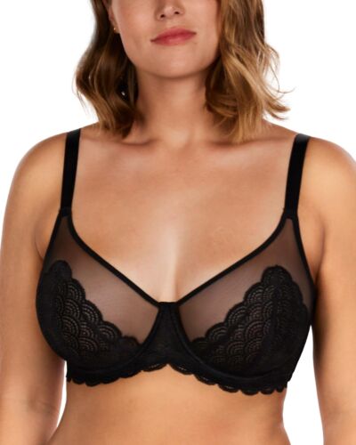 Plus Size Lace Underwire Minimizer Bra for Women Heavy Breasts Black