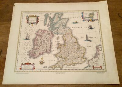 MAGNA BRITISHAE Et HIBERNIAE TABVLA - Willem & Johan Blaeu Nachdruckkarte 61x51cm