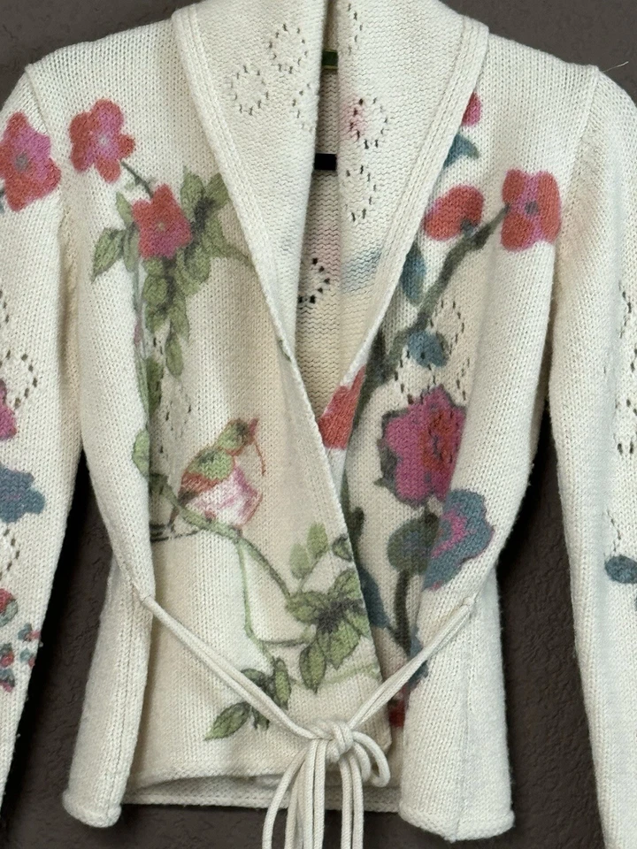 Cárdigan Suéter Oilily Lana Floral Bage Mujer Talla M Foto 2 de 4