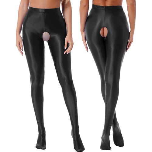 Women's Oil Glossy Pantyhose Shiny High Waist Tights Yoga Pants Sports Trousers - Picture 5 of 203