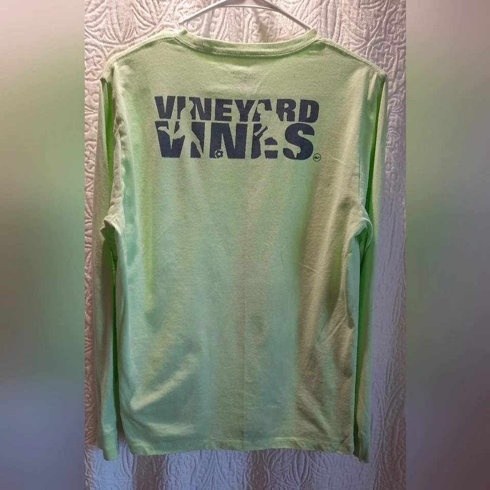 Vineyard Vines Shirt Boys Large Green Soccer Casual Sporty Classic Comfort - Image 4 of 4