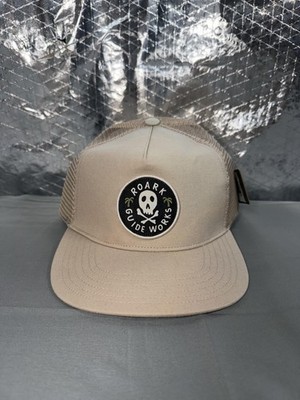 Roark Hat Cap Snap Back Mens One Size Beige Station Trucker Skull Patch Mesh