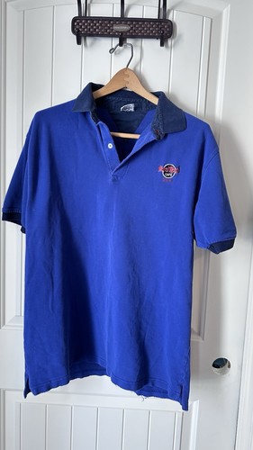 VTG Hard Rock Cafe Berlin Polo Golf Shirt Short Sleeve Men Sz XL Blue Distressed - Picture 1 of 6