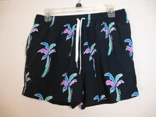 Chubbies Shorts Men Large Black Palms Swim Trunks Havana Nights Lined Zip Pocket