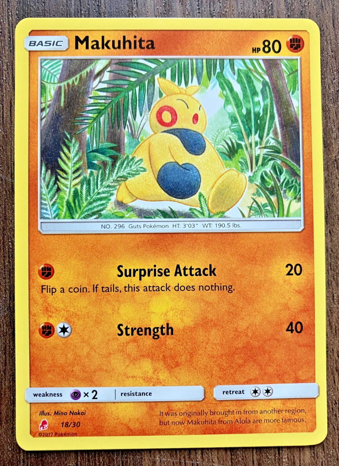 Makuhita 18/30 - 2017 Pokemon Lycanroc & Alolan Raichu Series Common Card  CLEAN