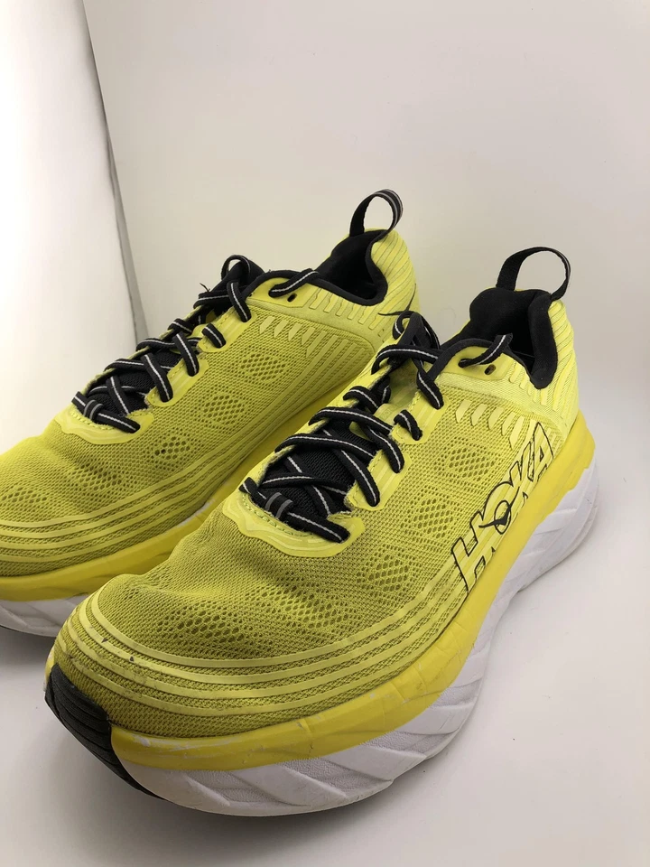 Hoka One One Bondi 6 Shoes Mens Size 10 Wide 2E Yellow Running Sneakers 1019271 - Image 4 of 4