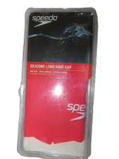 Speedo Latex-free Silicone Long Hair Swim Cap Red Adult one size New