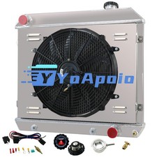 3 Row Aluminum Radiator Shroud Fan Relay 1963-1966 Chevy C10 C20 C30 Pickup V8