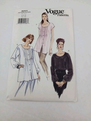 9201 Vogue Sewing Pattern Misses Womens Top Shirt, Size 6, 8, 10
