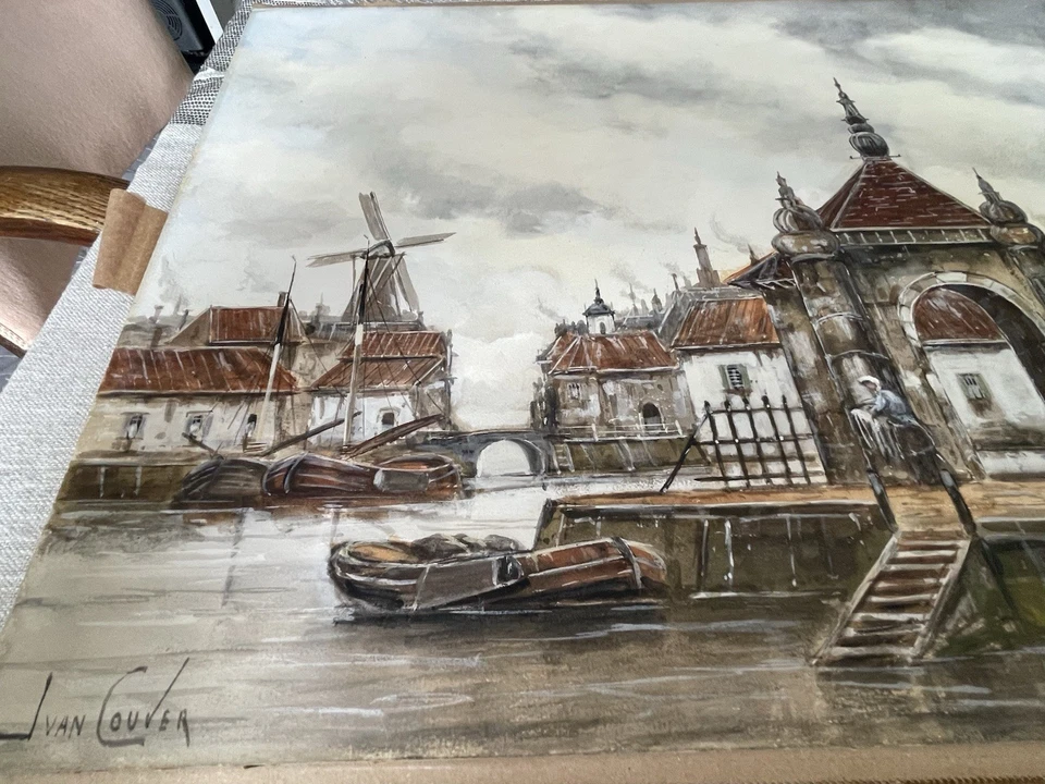 Hermanus Koekkoek Jr Watercolour Old Rotterdam Harbour signed As Jan Van Couver - Image 4 of 4