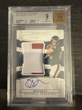 2021 National Treasures Davis Mills RPA Rookie Patch Auto RC #62/99 BGS 9/10