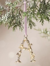 Anthropologie Aurelia Gold Monogram Letter A Initial Christmas Holiday Ornament