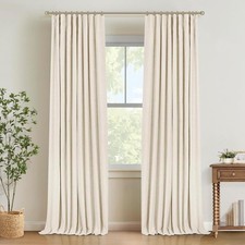 INOVADAY 100 Blackout Curtain 50w X96 Linen Blackout with Clip Rings, Cream