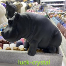 550g Natural Obsidian Quartz Carved Crystal Hippos Reiki Healing1pc,ke 1