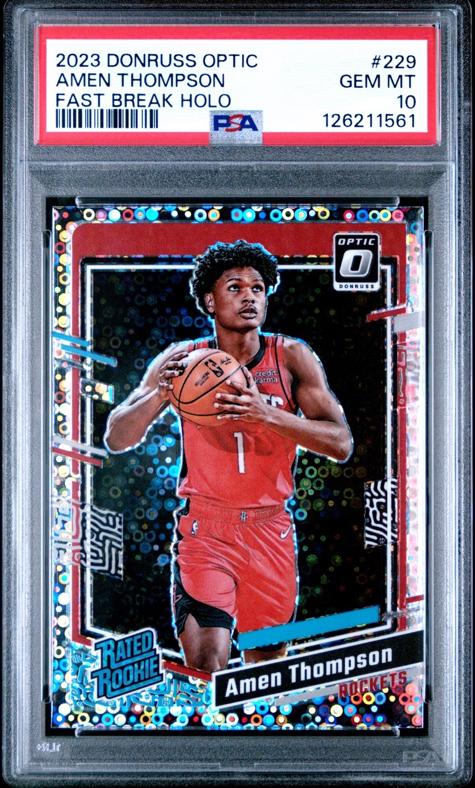2023 Donruss Optic Amen Thompson #229 FastBreak Holo PSA 10 RC Rookie